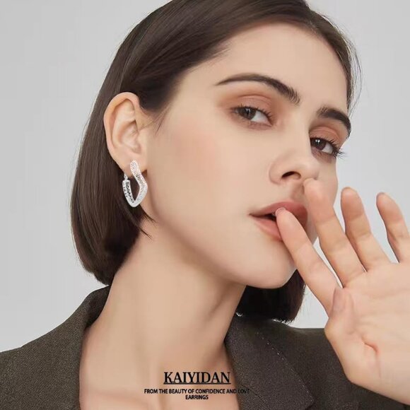 Trendy Chunky Medium Huggie Style Thick Statement Dangle Earrings Gift for Her - Picture 9 of 9